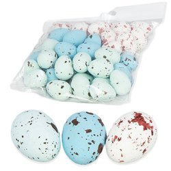 STYROPOREIER OSTEREIER Blautöne Gesprenkelte Eier Schlaufe 50 Stk.,1,8x2,5 cm