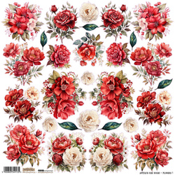 AUFKLEBER ScrapLove Dekor Stickers  - Antique Red Roses Flowers 1