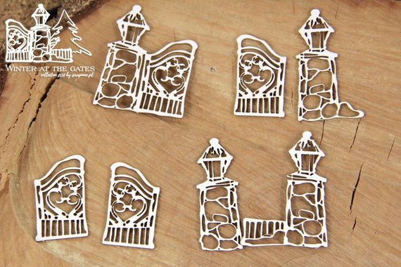 SCRAPINIEC Dekorpappe Die Cut Chipboard Dekoration Ornament, Pforte Gate 5274