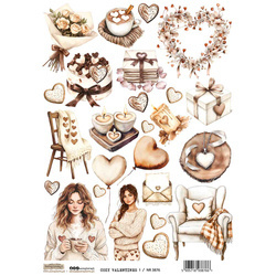 Reispapier Decoupage Bastelpapier A4 - Scraplove - Cozy Valentines 1
