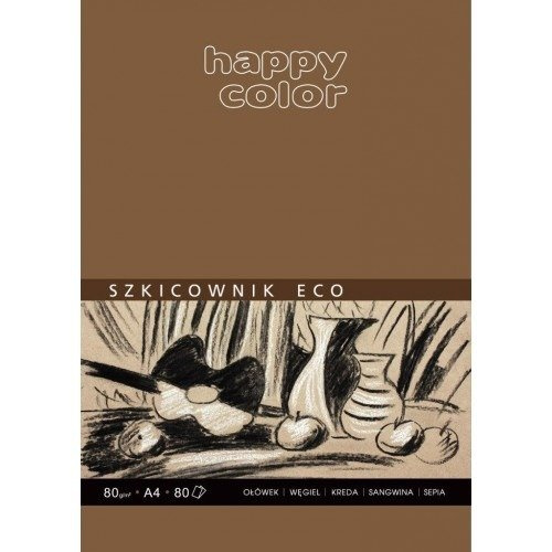 HAPPY COLOR A4 80 Blätter Eko Skizzenbuch Zeichen-Block Zeichenpapier 80g, kraft