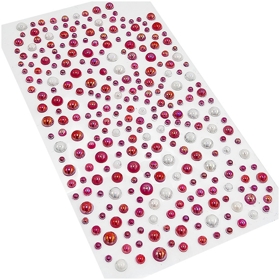 Selbstklebende Perlen Mix Rot – ca. 290 Stück