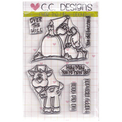 CC DESIGN Transparent Stempel Motivstempel - Doodle dragon over the hill Geier, Ziege