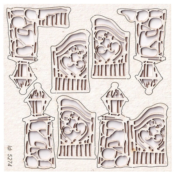 SCRAPINIEC Dekorpappe Die Cut Chipboard Dekoration Ornament, Pforte Gate 5274