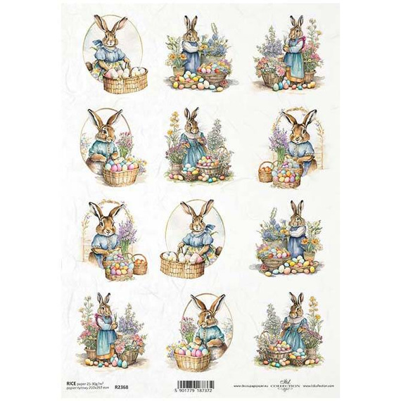 ITD Reispapier Decoupage Bastelpapier Serviettentechnik-R2368 Osterhasen