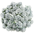 ROSEN Geöffnete 25 mm 50 Stk. Scrapbooking Maulbeerpapier Blumen Flowers, grau