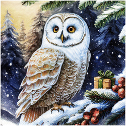 Serviettentechnik Motivserviette - 1 Stück - Decoupage Serviette 33x33 cm - Owl in winter forest