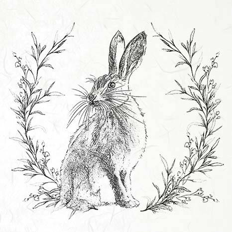 ITD - Reispapier-Set  - RSM053 Hasen - schwarz und weiß