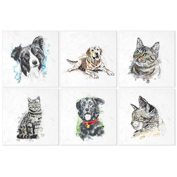 ITD Reispapier Decoupage Bastelpapier, RSM006 Katzen und Hunde