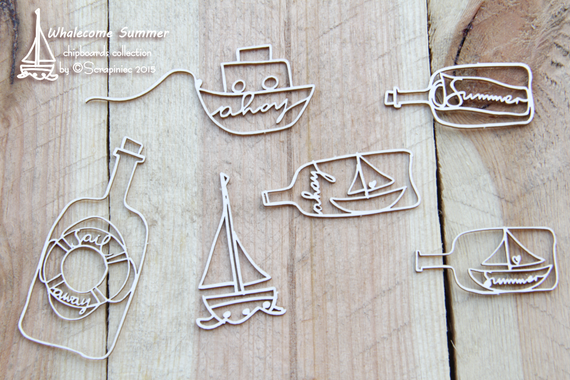 Dekorpappe Die Cut Chipboard schiffe - Whalecome Summer - SCRAPINIECrapiniec 3563