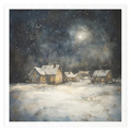 Reispapier-Set - Nachtlandschaft, Winter, Eule, Haus, Sterne - RSM179 - Itd Collection
