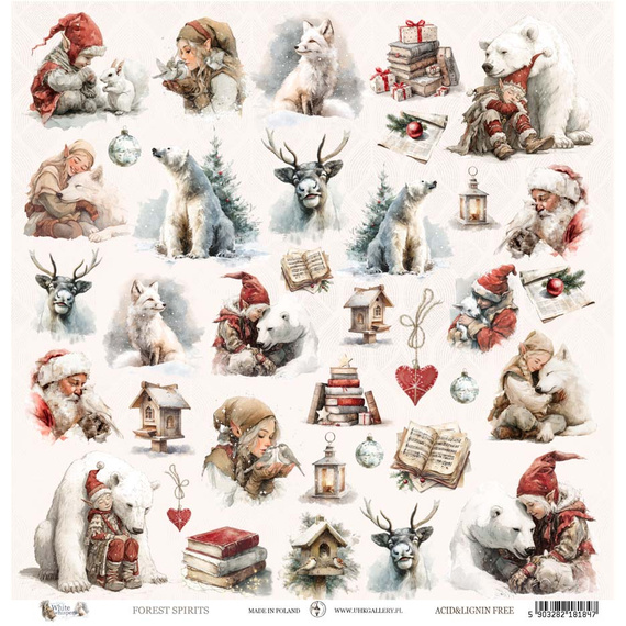 UHK 30x30cm doppelseitig Scrapbooking Basteln Papier - White Whispers - Forest Spirits