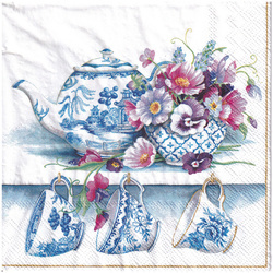 SERVIETTEN 1 Stück Motivservietten Decoupage Napkin 33x33cm, Fine Bone China Teekanne, Tassen