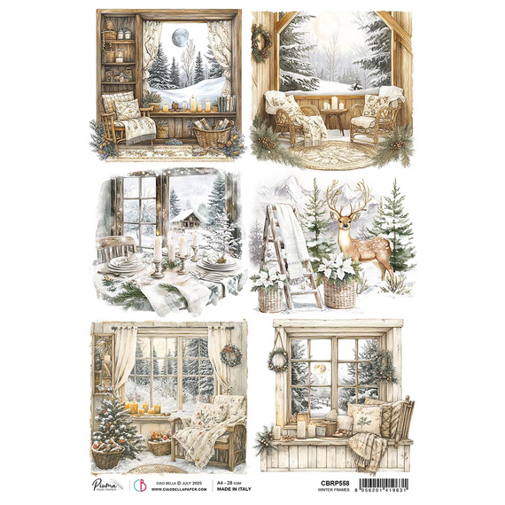 Reispapier für Decoupage A4 - Ciao Bella - Winter Season Winter Frames