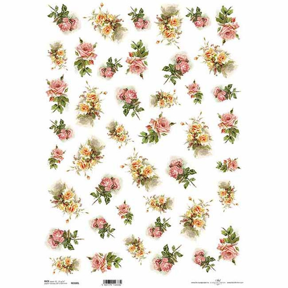 ITD Reispapier Decoupage Bastelpapier A3 Blumen Rosen 0300L
