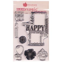 WOODWARE Transparent Stempeln Set Motivstempel Clear Stamps - Birthday Grid, Geburtstag