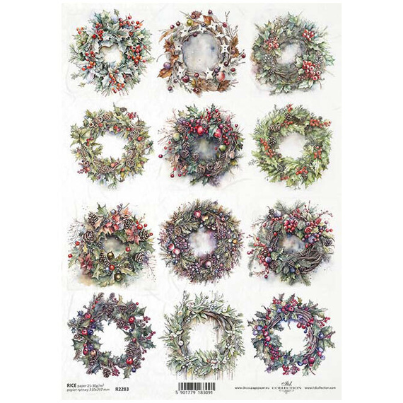 ITD Reispapier Decoupage Bastelpapier Serviettentechnik-R2283 Girlanden