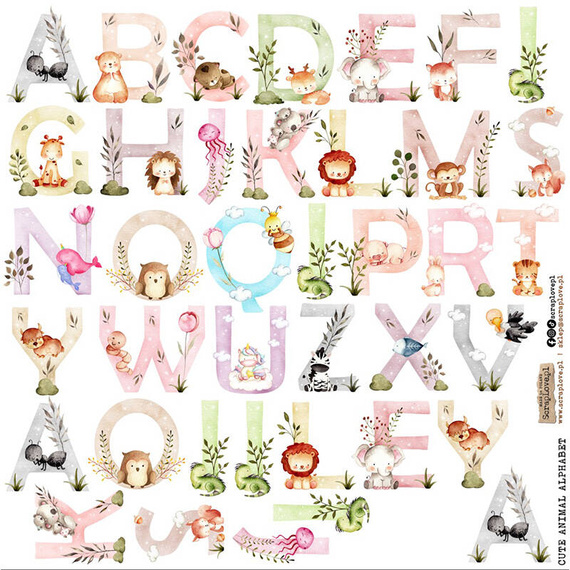 AUFKLEBER Dekor Stickers - ScrapLove - Niedliche Tiere Alphabet