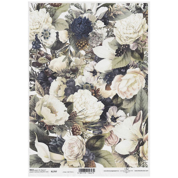 ITD Reispapier Decoupage Bastelpapier Softpapier, R1797 Blumen