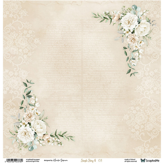 Scrapbooking Papier - ScrapAndMe - Simple Story 4 03/04 - doppelseitig 30x30 cm