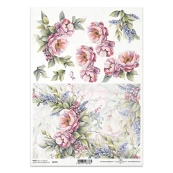 ITD Reispapier Decoupage Bastelpapier Serviettentechnik-R2378 rosa Blumen, Frühling