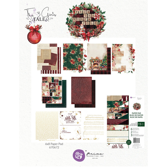 Prima Marketing- Scrapbooking Papier Set 15x20cm - Paper Pad - From the North Pole 