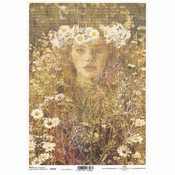 ITD Reispapier Decoupage Bastelpapier Weibliches Gesicht, Pflanzen R2078