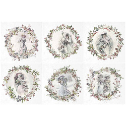 Reispapier-Set - ITD - RSM042 Kranz, Vintage, Frauen