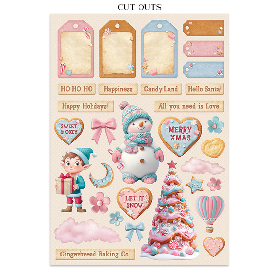 Set aus Junk Journal-Papieren, Aufklebern und Elementen - Candy Christmas - Stamperia