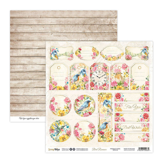 SCRAPBOYS Set 12Stk 30x30cm doppelseitig Scrapbooking Papier Bird Romance