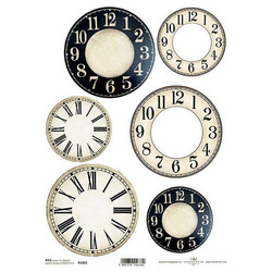 ITD A4 Reispapier Decoupage Bastelpapier Softpapier, Vintage Retro Uhren R1803