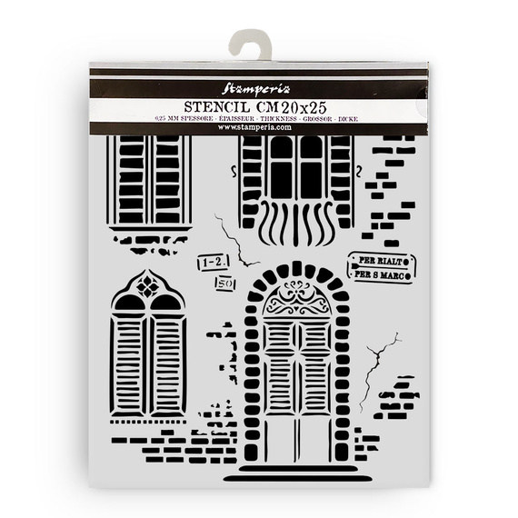 STAMPERIA Mixed Media Schablone STENCIL  25x25 cm - Venice Fenster