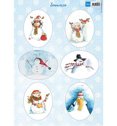 Arkusz A4 - Marianne Design -Snowman ovals - Schneemänner, Winter, Schnee