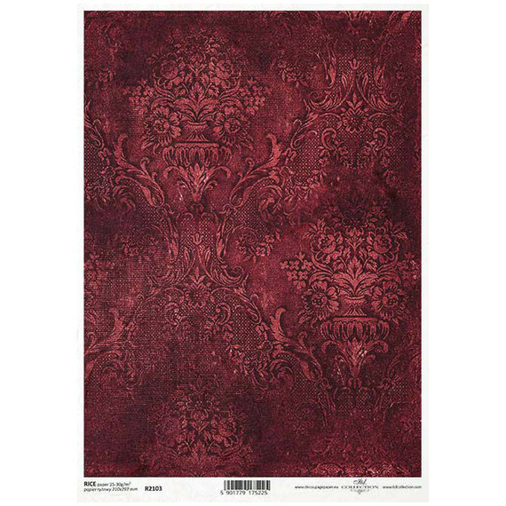 ITD Reispapier Decoupage Bastelpapier, Tapetenmotiv Damast R2103