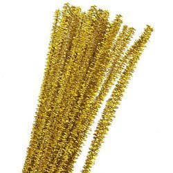 CHENILLEDRAHT Pfeifenreiniger Plüsch Basteldraht gold-Glitzer - 40Stück