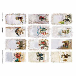 ITD Reispapier Decoupage Bastelpapier Serviettentechnik-R352L - A3 Bilder Winter Kinder Vintage