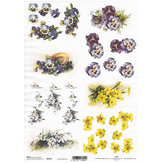ITD Reispapier Decoupage Bastelpapier Softpapier Serviettentechnik, Primeln R2197 
