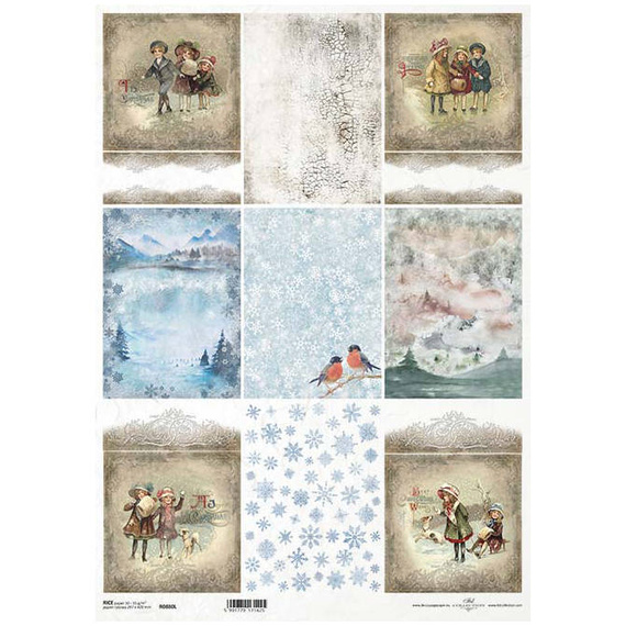 ITD Reispapier Decoupage Bastelpapier, A3 061L, Blumen, Pfingstrosen