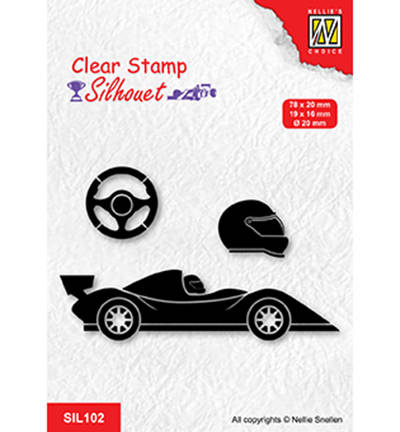 NELLIE'S Transparent Stempel Motivstempel Clear Stamp,  SIL102 Rennwagen 