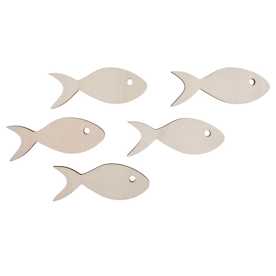 Holzsperrholz Ornament - Fisch - 5Stück