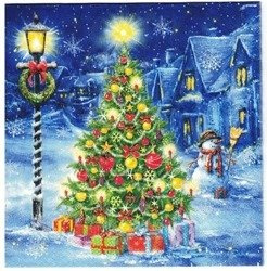 SERVIETTEN 1 Stück Motivservietten Decoupage Napkin 33x33cm - Heiligabend im Dorf