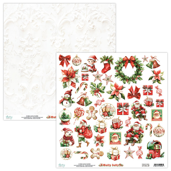 Emementpapier für Scrapbooking 30x30 - Mintay - Holly Jolly