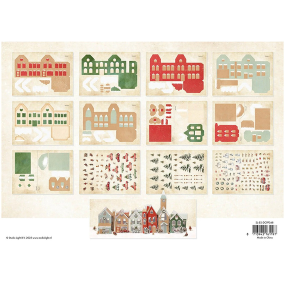 Papier-Set mit Elementen zum Erstellen eines Weihnachtsdorfes - Village Christmas DIY - Studio Light
