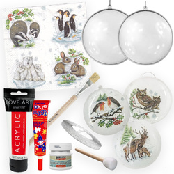 Decoupage Starter-Set Wintertiere – Weihnachtsmedaillons basteln