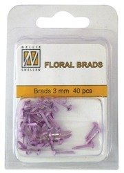 NELLIE'S Metall Brads mit Glitzer 3mm/40Stk. - Papierverschlüsse, rosa