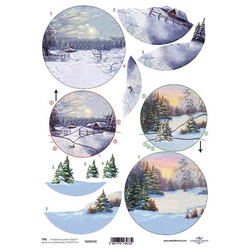 ITD COLLECTION 21x29cm A4 einseitig Scrapbooking Craft Papier 250g - 3D-Kugeltrenner Winteransichten