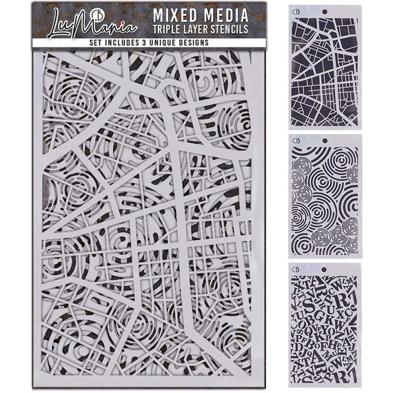 CIAO BELLA Mixed Media Triple Layer Stencil LaMania 3 designs Schablone STENCIL - Set 6 