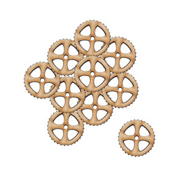 Holzverzierung Zahnrad Nr. 6 - Set mit 10 Stück - Decor