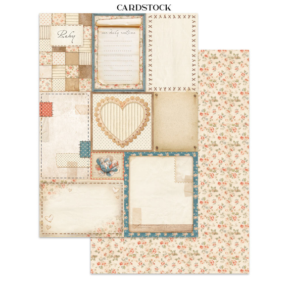 Set aus Junk Journal-Papieren, Aufklebern und Elementen - Baby - Stamperia 