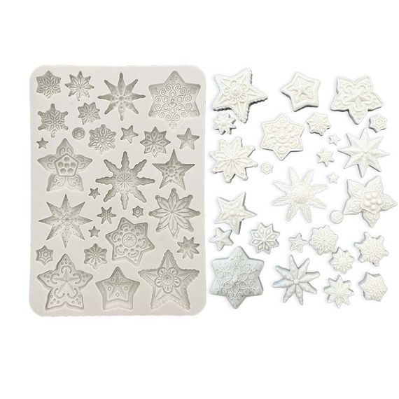 STAMPERIA SILIKONFORM Mold Abformen Gießen Mould, Gear Up Schneeflocken
